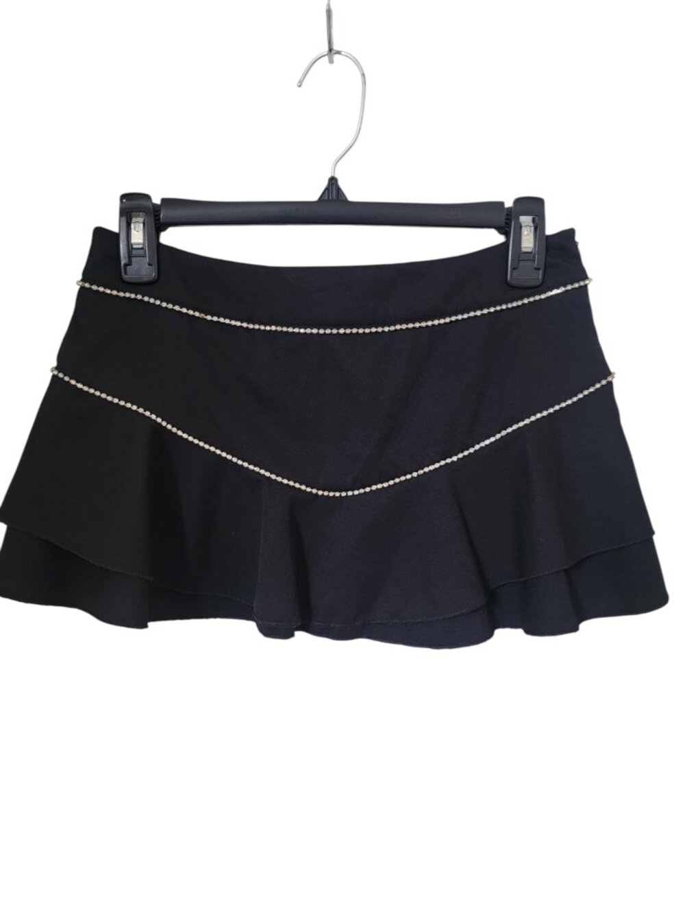 SHEIN Size XS Black Y2K Black Mini Length Skort, Rhinestone Accents